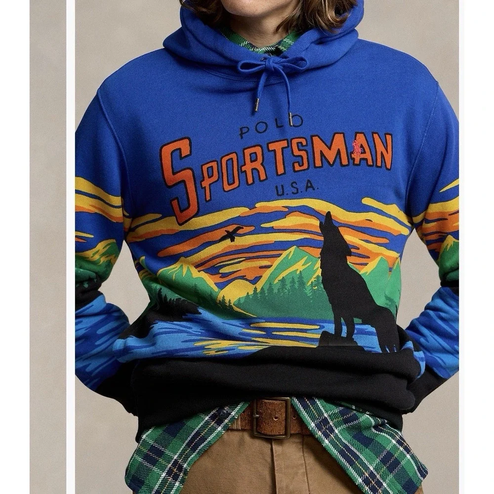 Polo Ralph Lauren Men's Sportsman Hoodie Wolf Expedition‎ Adventure MEDIUM NEW
